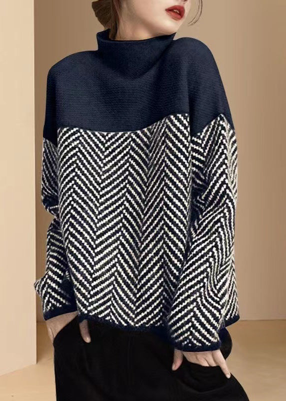 Women's two-tone chevron knit sweater for a bold statement