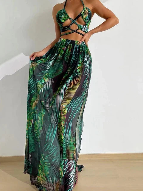 Gwen - women's tropical boho maxi dress