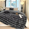 Faux Rabbit Fur Ruched Throw Blanket