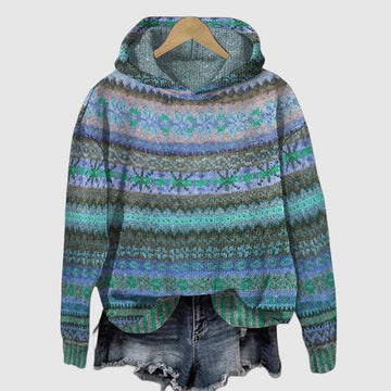 Women's cozy Nordic knit hoodie for effortless warmth