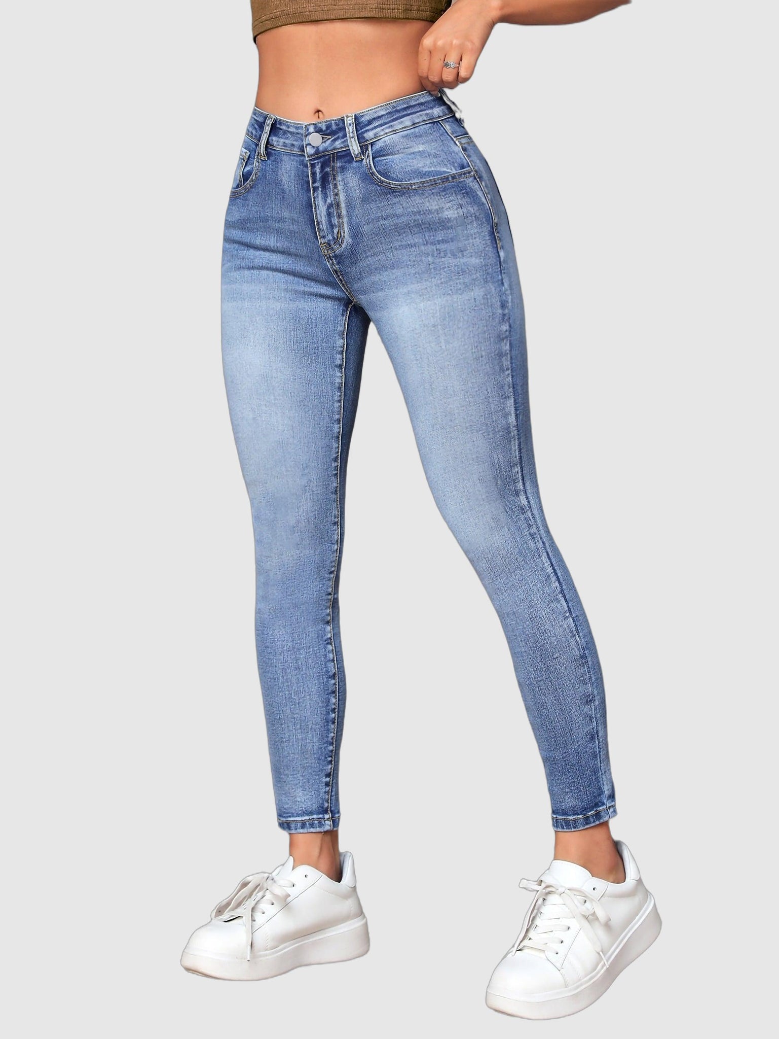 Clara - high waist blue skinny jeans