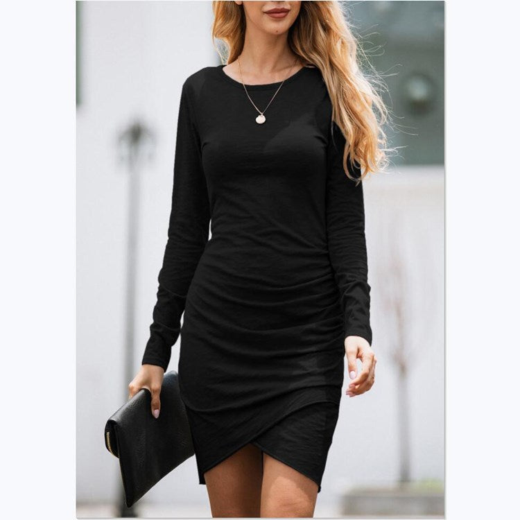 Jocelyn - attractive long sleeves irregular hem bodycon dress