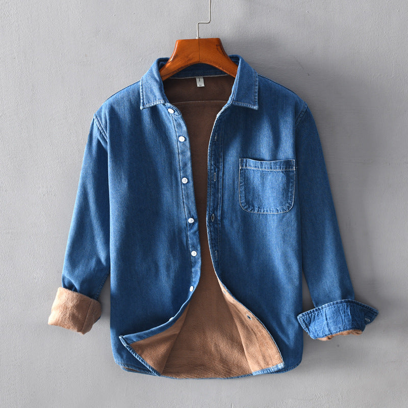 Men's long sleeve flannel denim shirt