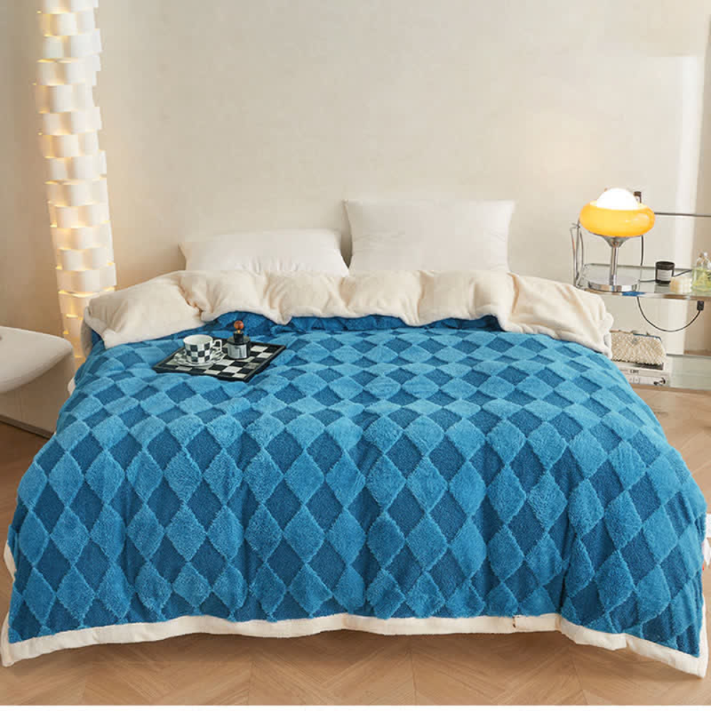 Plush Tufted Diamond-Pattern Throw Blanket