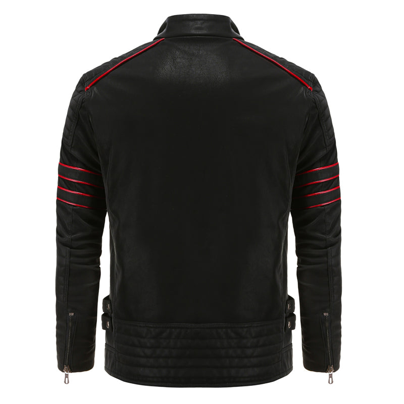 Wulf - cool men's biker jacket with red stripes