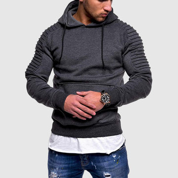 Men’s Hooded Sweatshirt - Fitted Design - Ribbed Shoulder Detail - Soft Cotton Blend