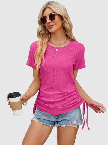 Barbie - pink round neck loose drawstring short sleeves shirt