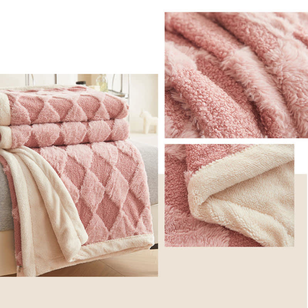 Plush Tufted Diamond-Pattern Throw Blanket