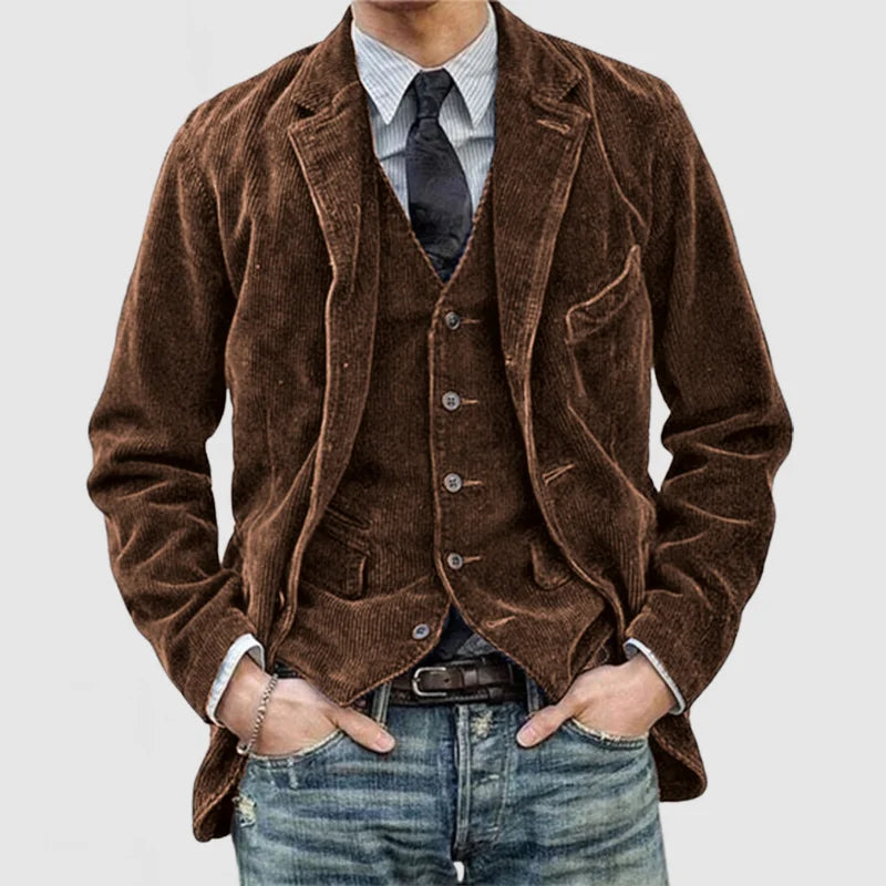 Men's vintage style casual jacket with lapel collar