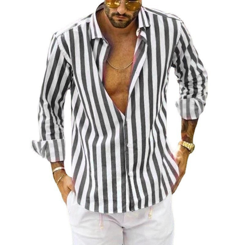 Men's classic striped shirt with button-down collar