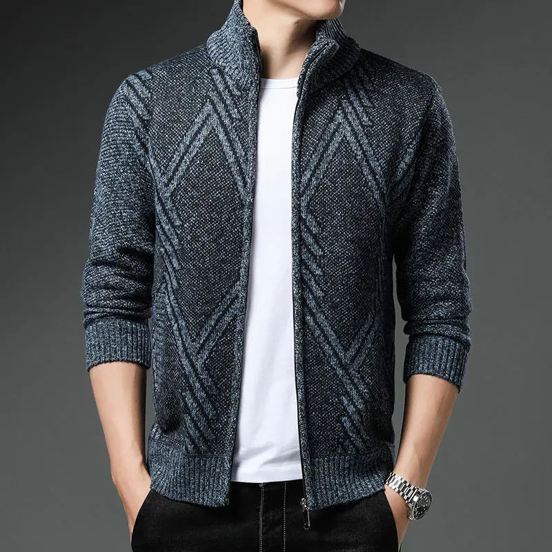 Men's patterned knit cardigan