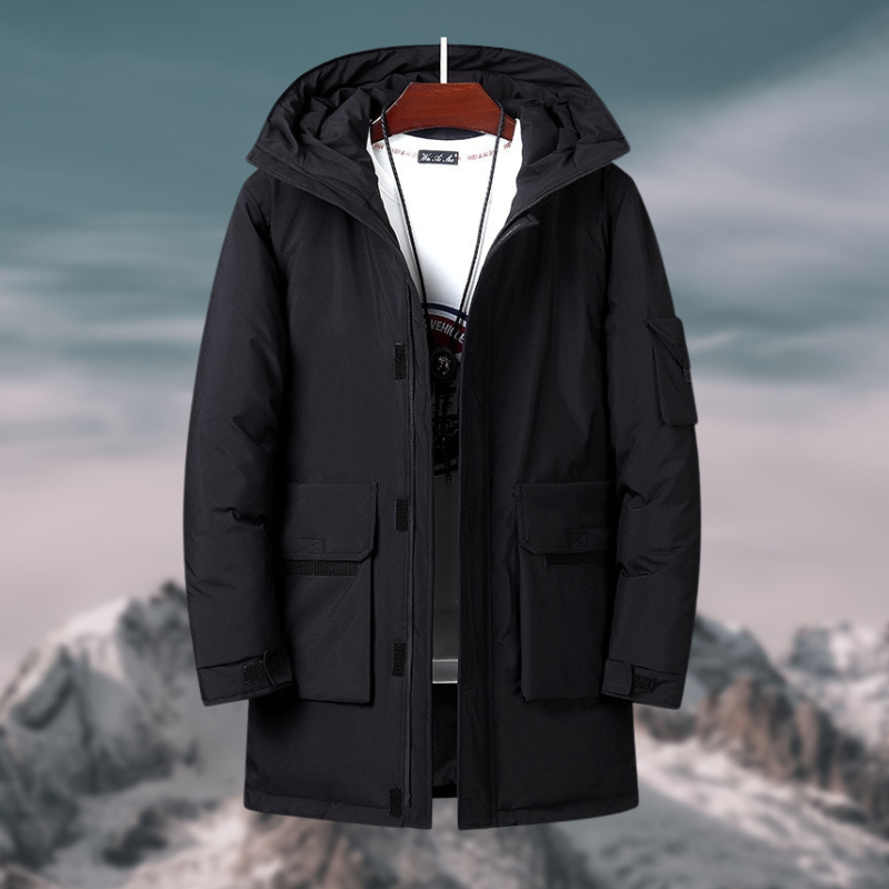 Men's winter parka with multiple pockets