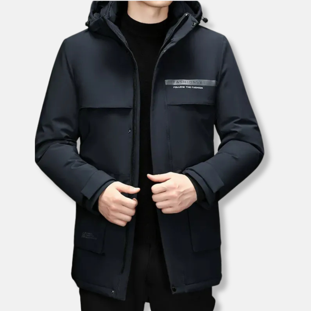 Theodore Hooded Puffer Jacket | Relaxed Fit Mid-Length Jacket