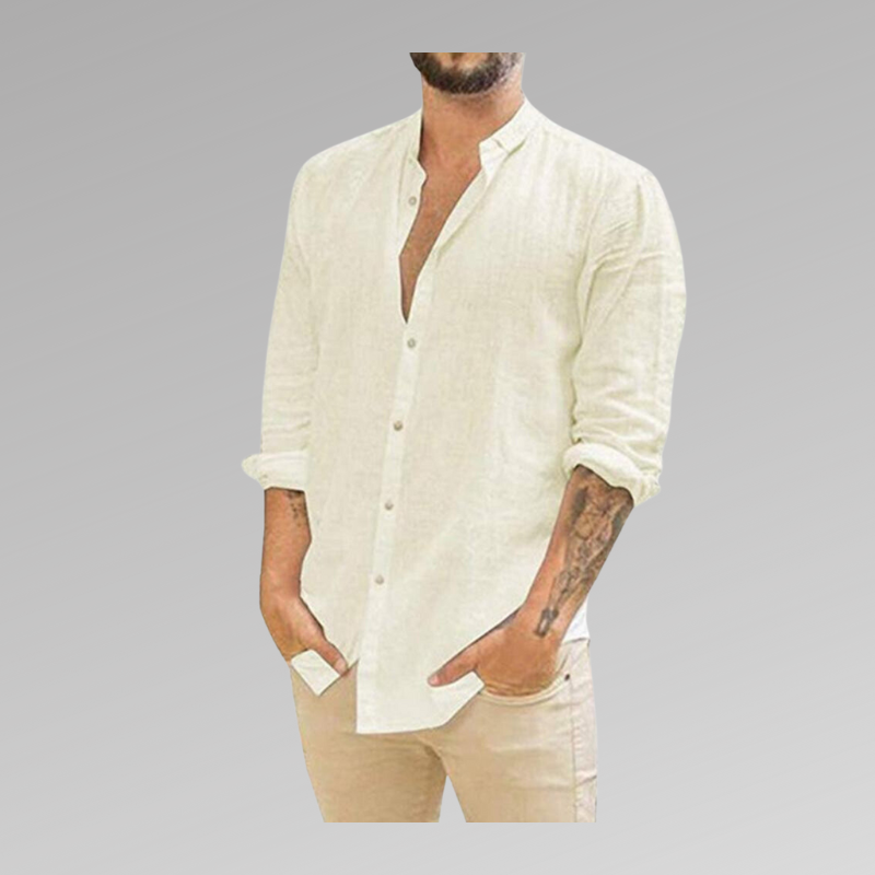 Men's lightweight linen button-down shirt