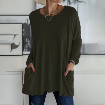 Women's loose crew neck with long sleeves and pockets