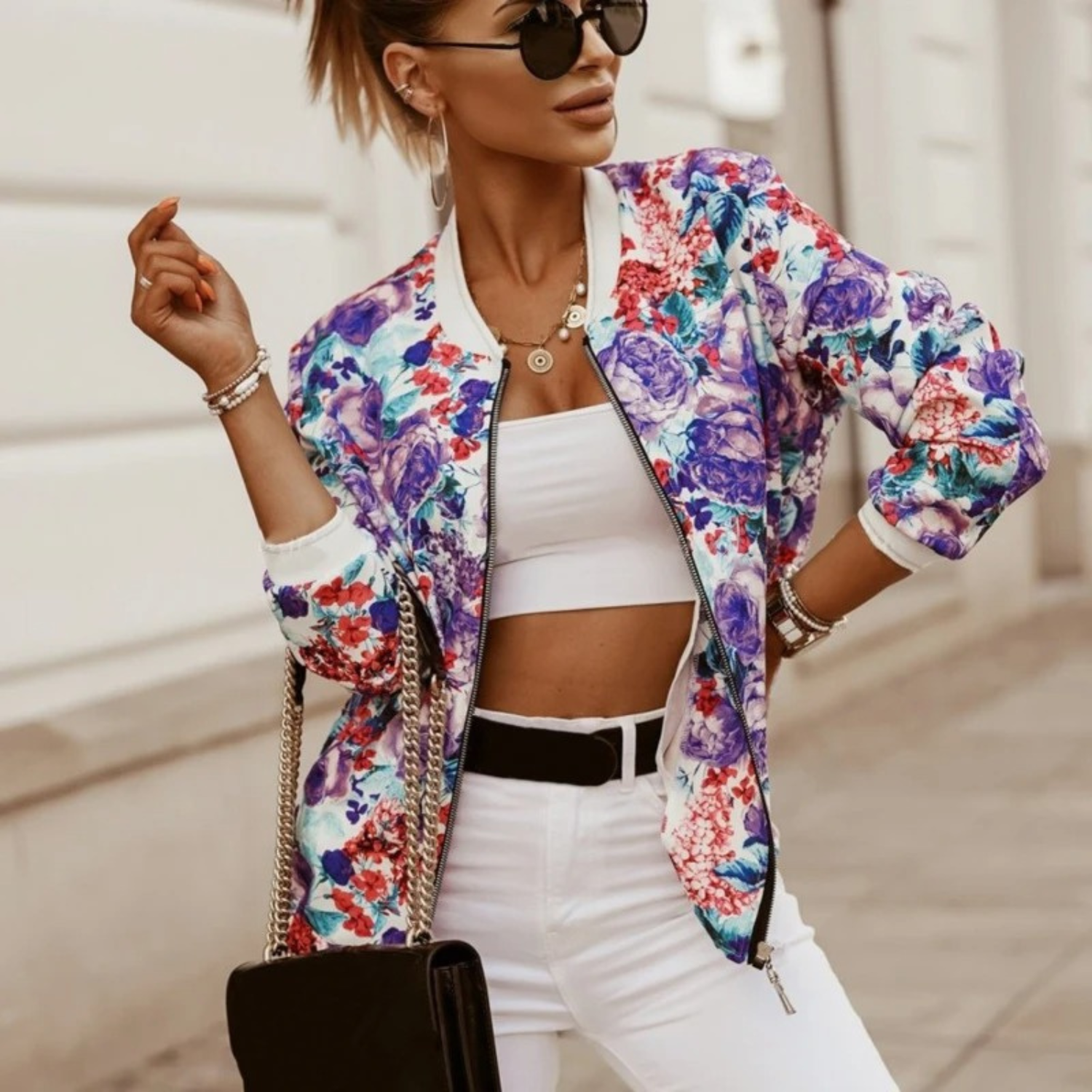 Fiona - Women's Summer Jacket with Floral Print