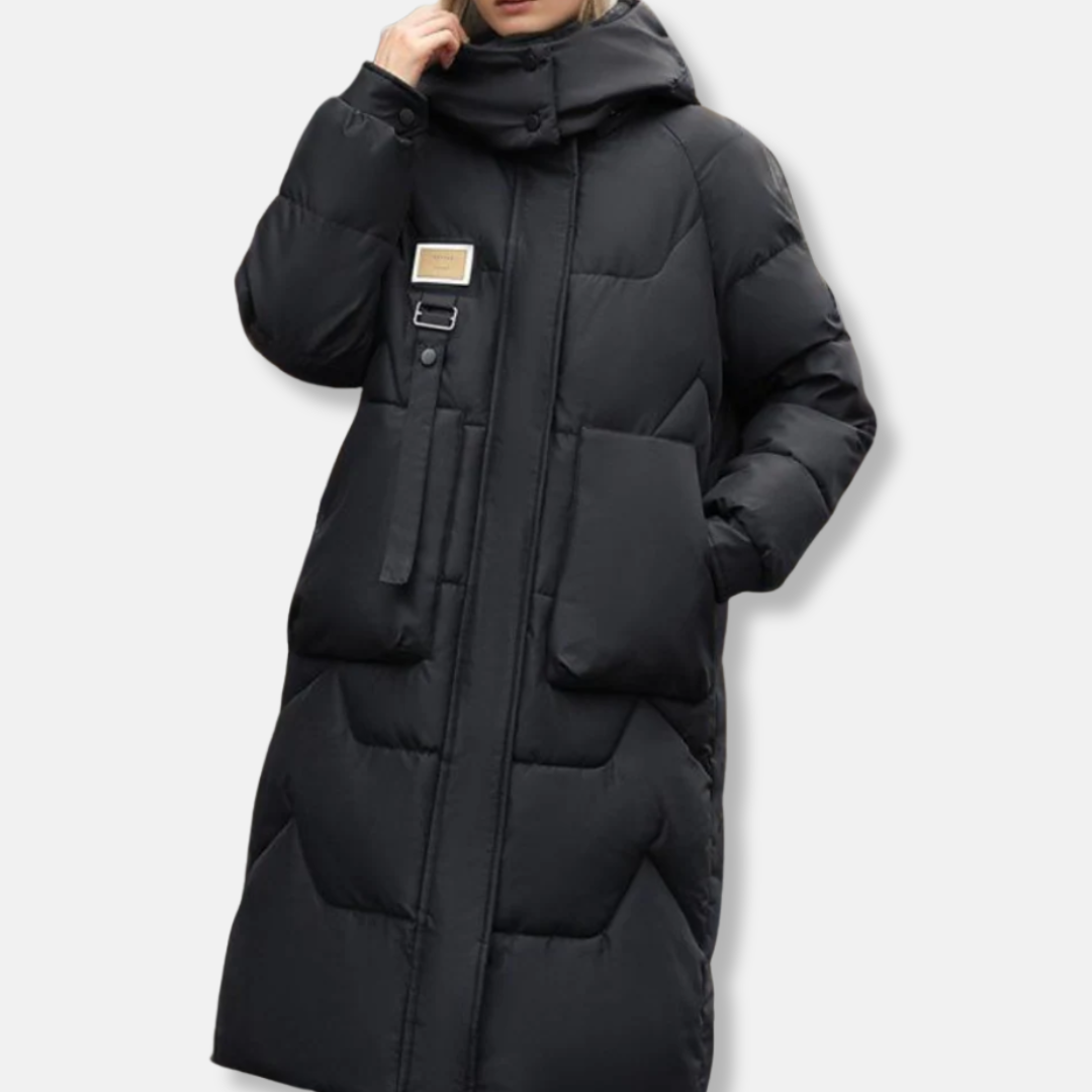 Women’s Trench Coat – Oversized Fit – Quilted Insulated – Hooded High Collar