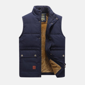 Men’s Vest - Quilted Texture - Stand-Up Collar - Snap Button Pockets