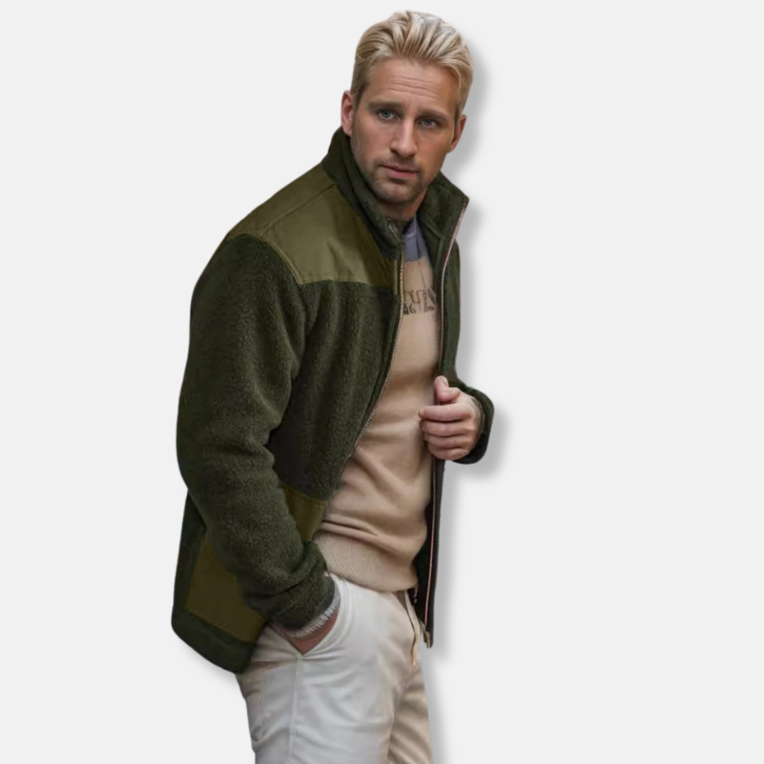 Men’s Casual Coat – Polar Fleece – Regular Fit – Stand Collar – Full Zip – Hip Length