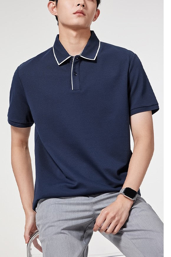 Men's Polo Shirt - Button Closure - Short Sleeves - Classic Collar