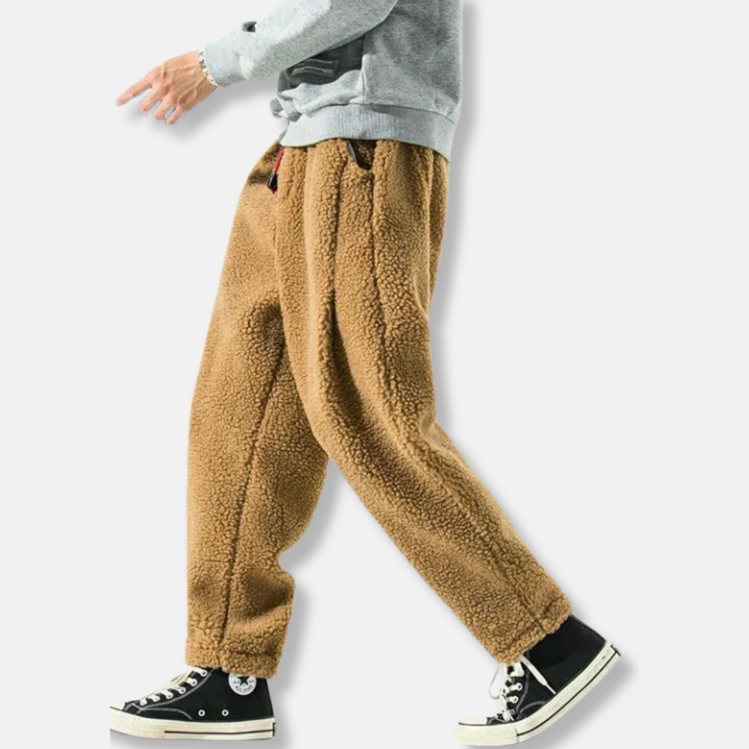 Men’s Pants - Sherpa Knit - Loose Fit - Elastic Waistband - Ankle Cuffs