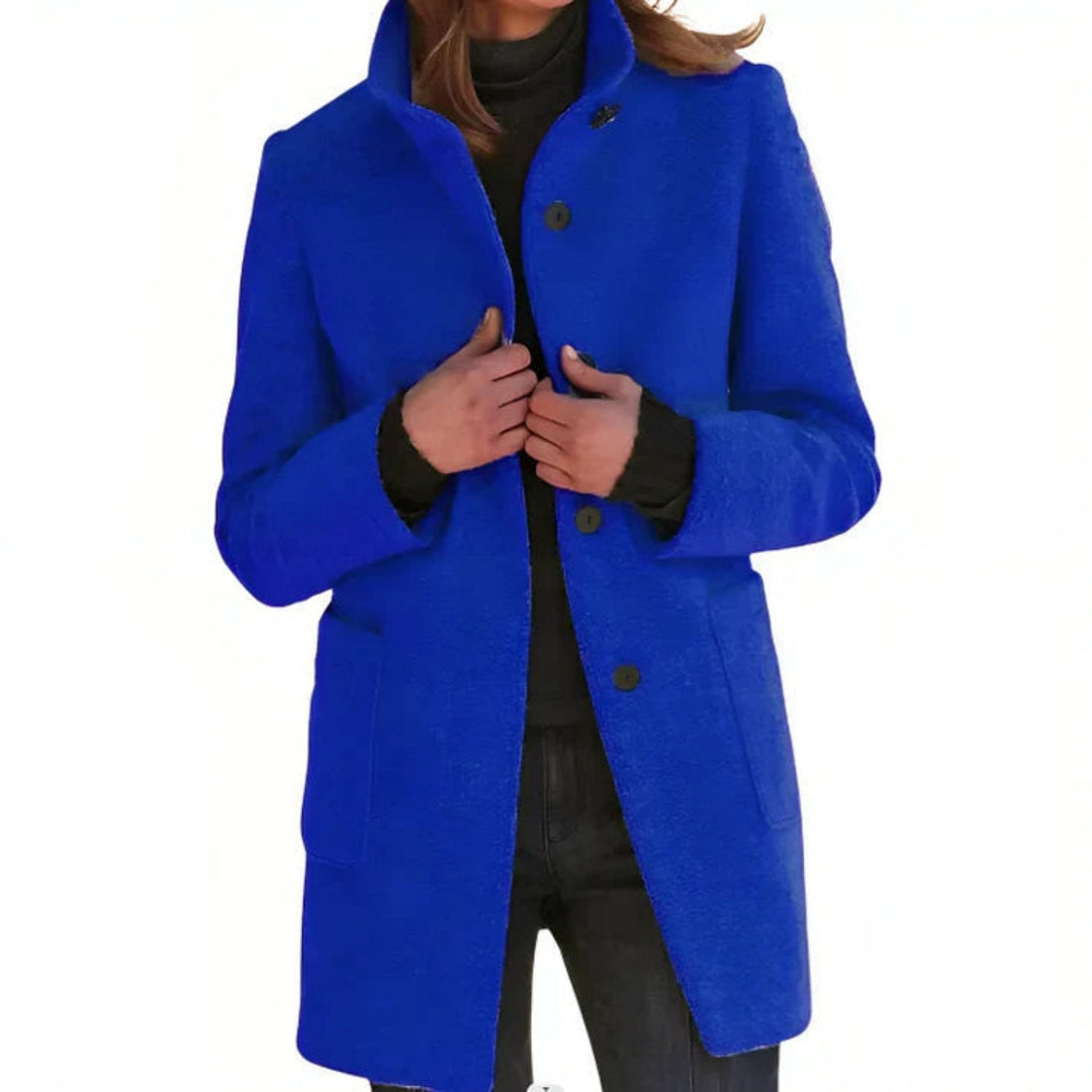 Women's retro button stand collar coat