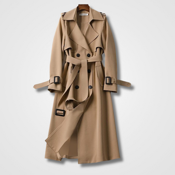 Women's Trench Coat - Full Length - Belted Waist - Water-Resistant Classic Fit