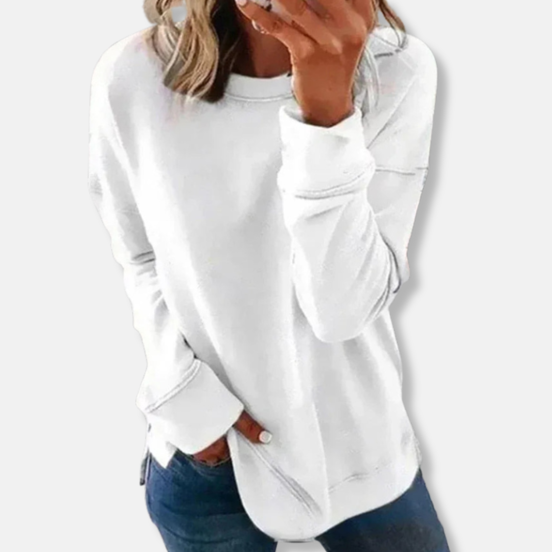 Women’s Sweatshirt – Relaxed Fit – Cotton Blend – Crew Neck Long Sleeve Casual Wear