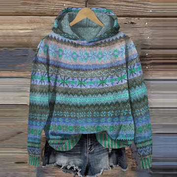 Women's cozy Nordic knit hoodie for effortless warmth