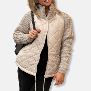 Isabella Quilted Jacket | Diamond Quilted Stand-Up Collar Jacket