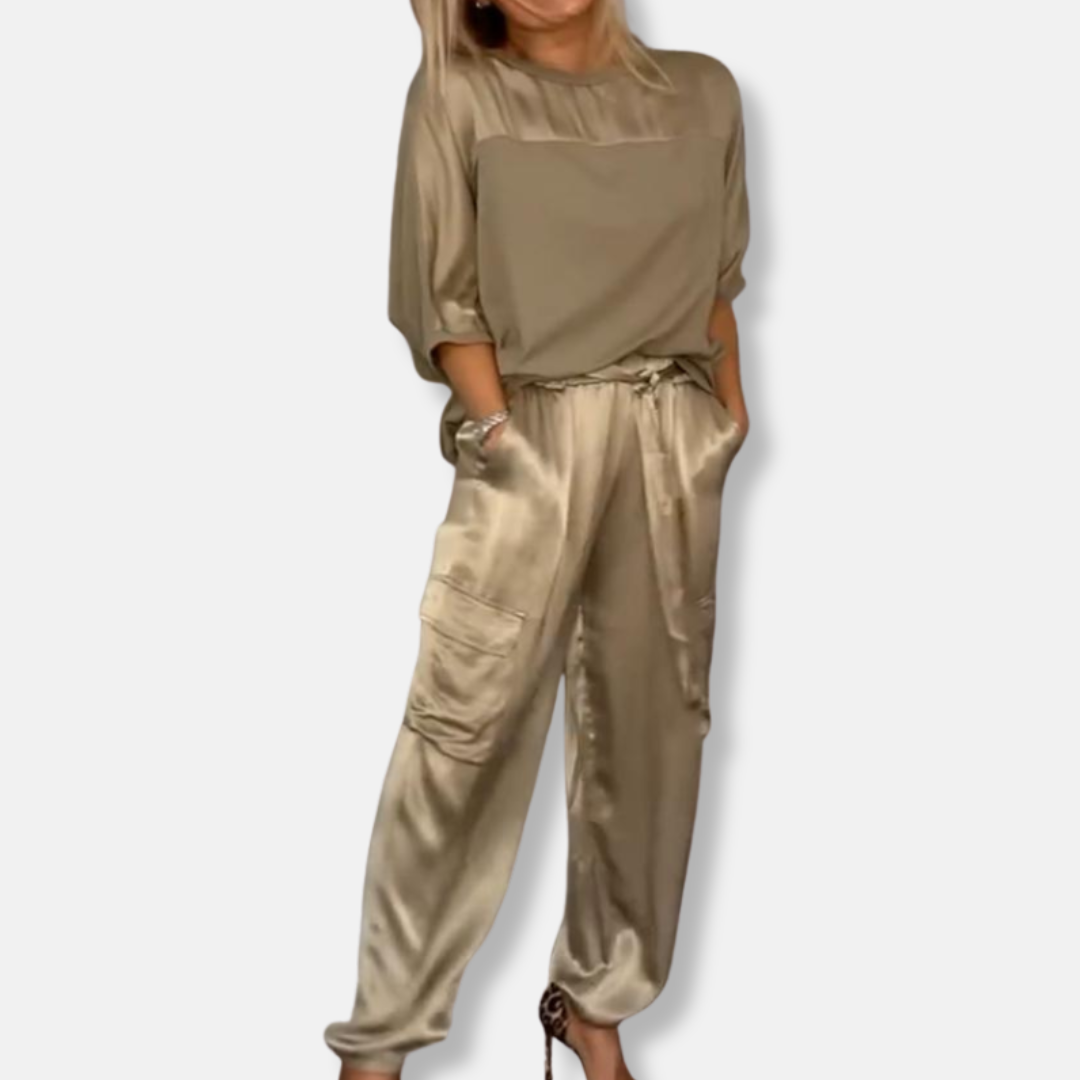 Isla Satin Two-Piece Set | Relaxed Fit Casual Set