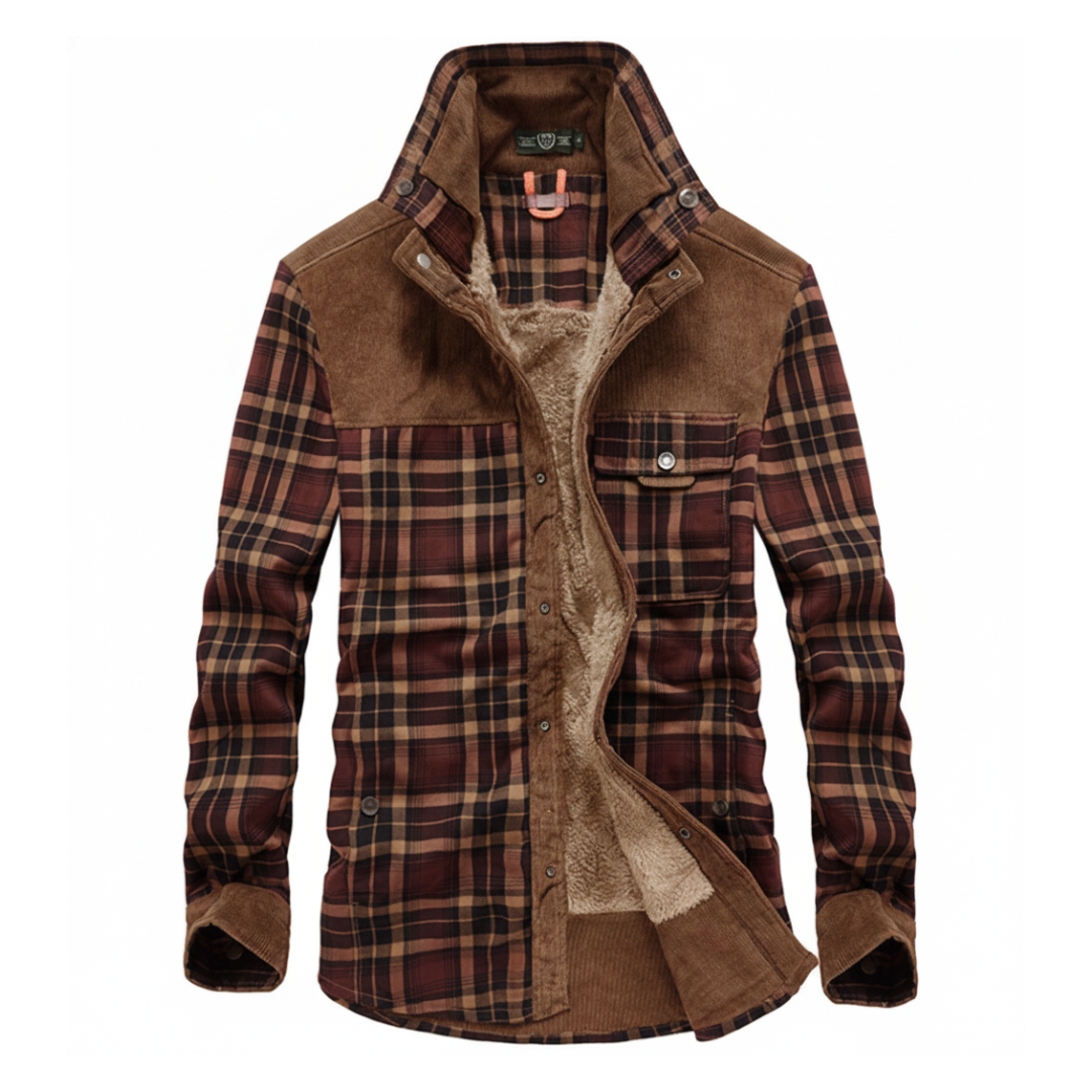 Olivia Regular Fit Fleece-Lined Jacket | Plaid Pattern Collared Jacket