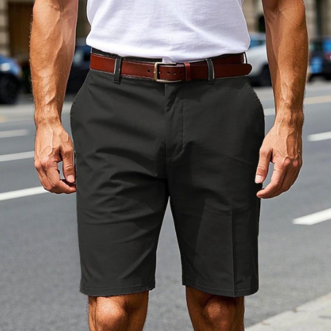 Tailored Knee-Length Shorts with Belt Loops and Front Pockets