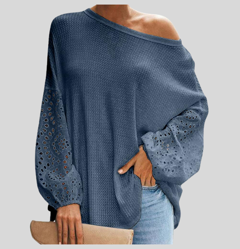 Off-the-shoulder top with lace sleeves for women