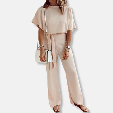 Carmel - elegant short sleeved hollowed waist jumpsuit