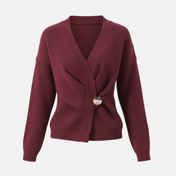 Women’s Sweater Top – Wrap Style – V-Neck – Ribbed Knit – Asymmetrical Hem – Long Sleeve