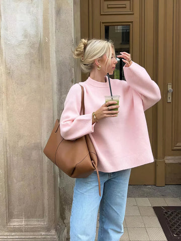 Women's relaxed pastel pink sweater