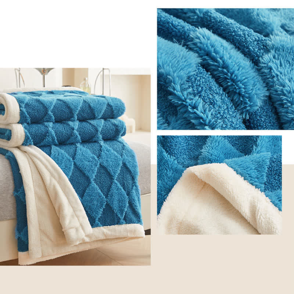 Plush Tufted Diamond-Pattern Throw Blanket