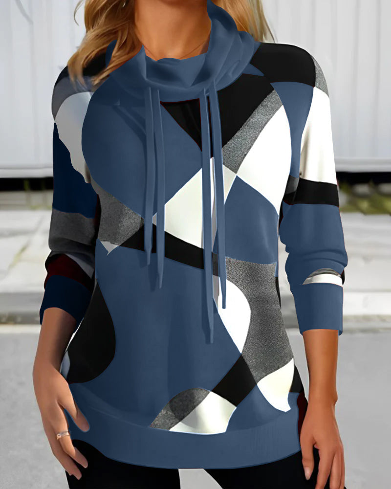 Women's color block cowl neck sweatshirt