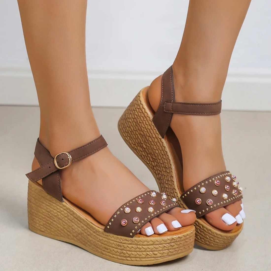 Madeline - Women's Sandals with Rivet and Buckle