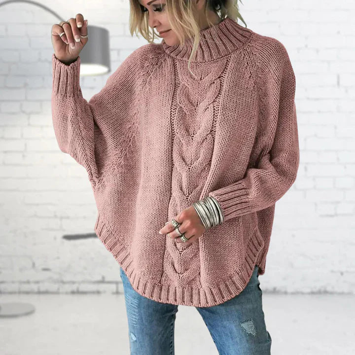 Women's chunky cable knit turtleneck sweater