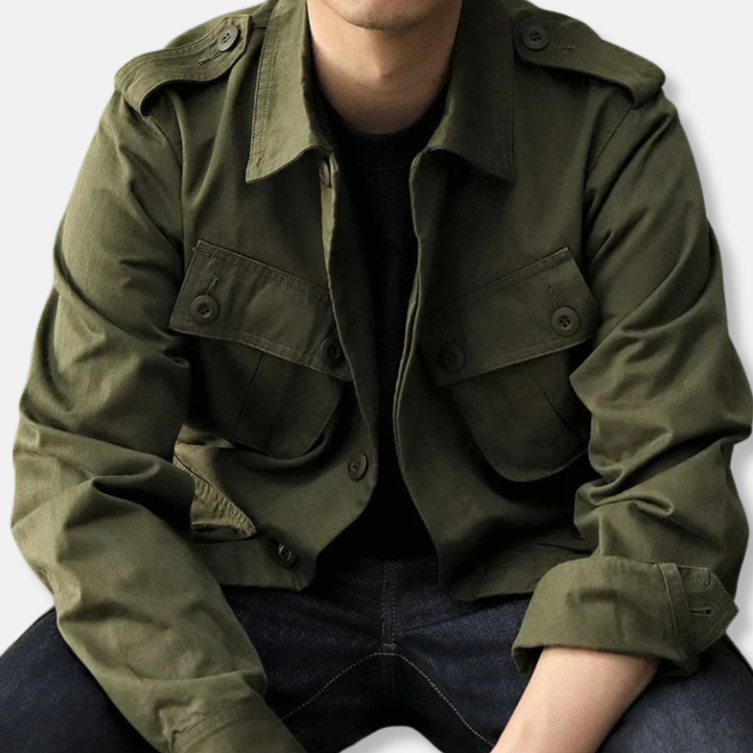 Men’s Jacket - Cotton Blend - Relaxed Fit - Hip Length - Point Collar