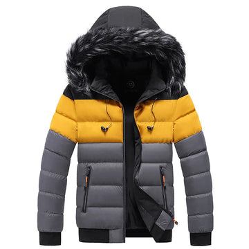 Men's color block winter puffer jacket