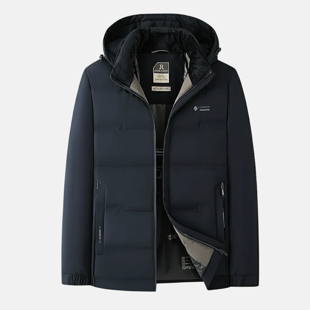 Men’s Quilted Jacket – Regular Fit – Insulated Hooded – Zip Closure – Padded Warm Layer