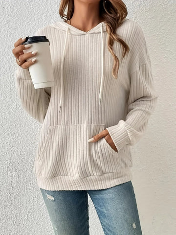 Women's minimalist ribbed hoodie