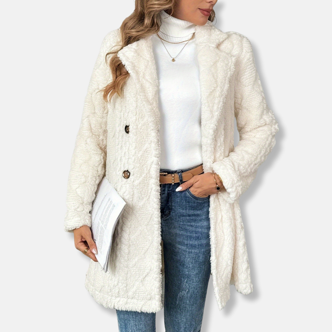 Sienna Relaxed Fit Coat | Notched Lapel Double-Breasted Coat