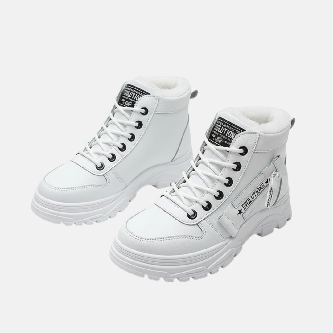 Women’s Boots - High-Top Ankle - Lace-Up Closure - Chunky Platform Sole