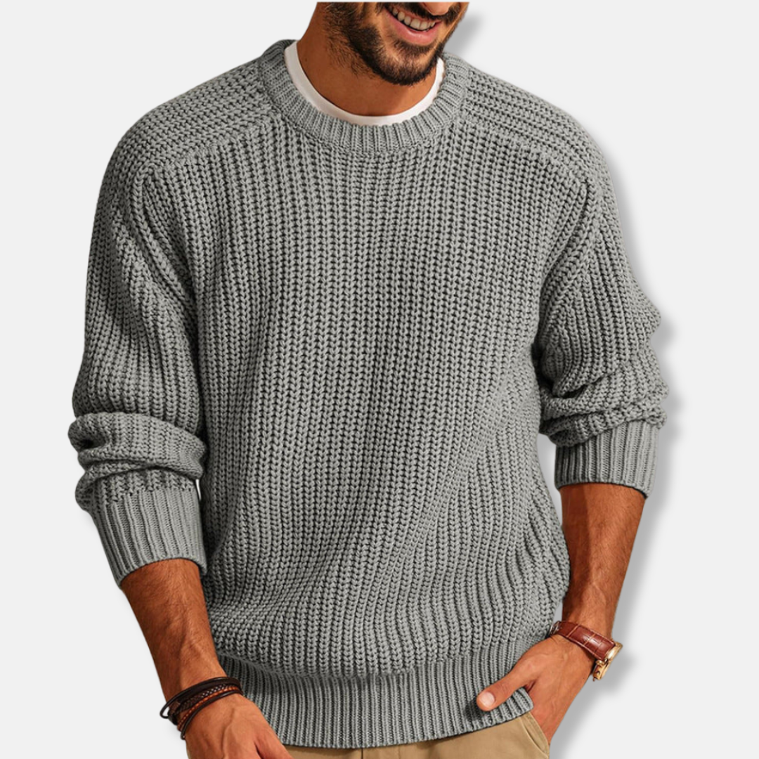 Men’s Sweatshirt - Chunky Knit - Loose Fit - Crew Neck
