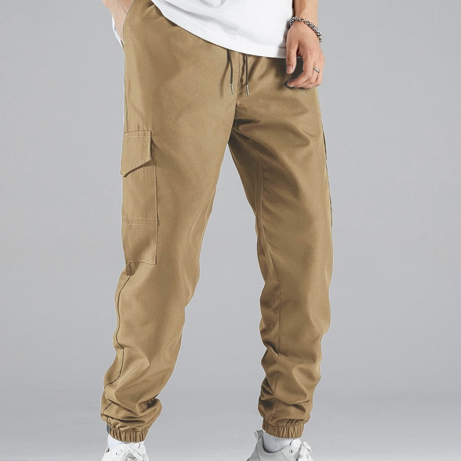 Men's multi-pocket casual cuffed pants