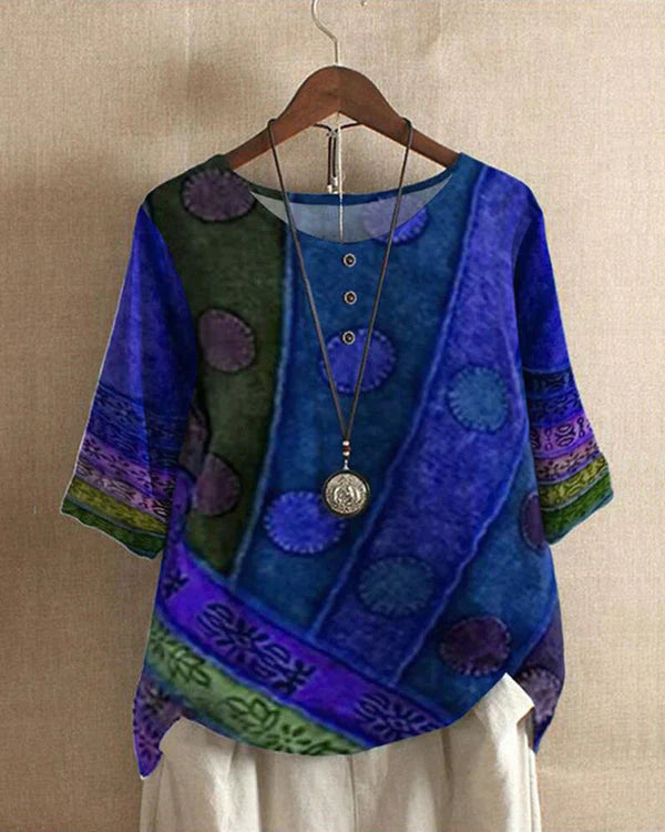 Women's bohemian patchwork tunic top for vibrant style